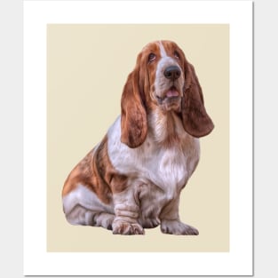 Drawing funny dog Basset Hound Posters and Art